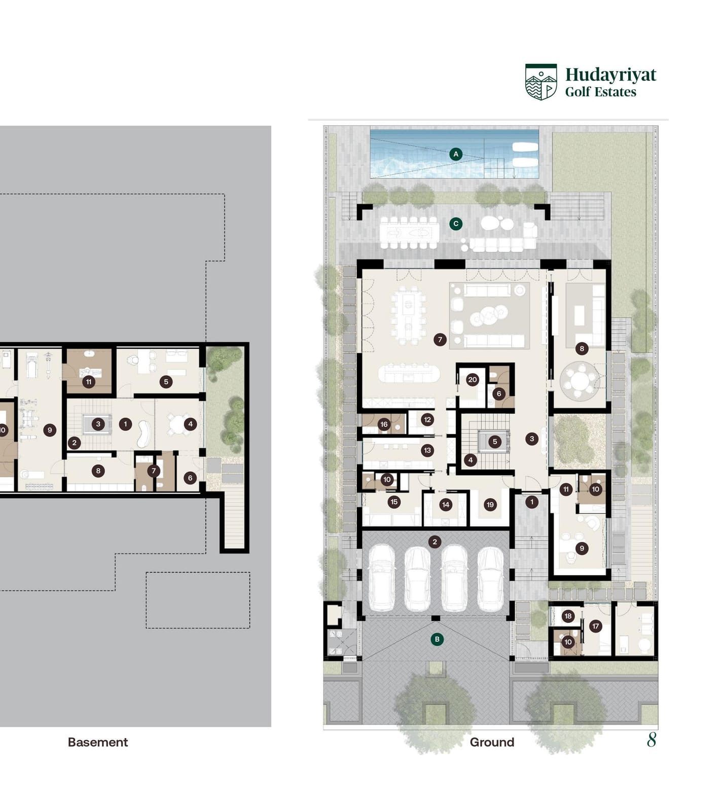 HGE Golf Mansions — basement ground floor plan